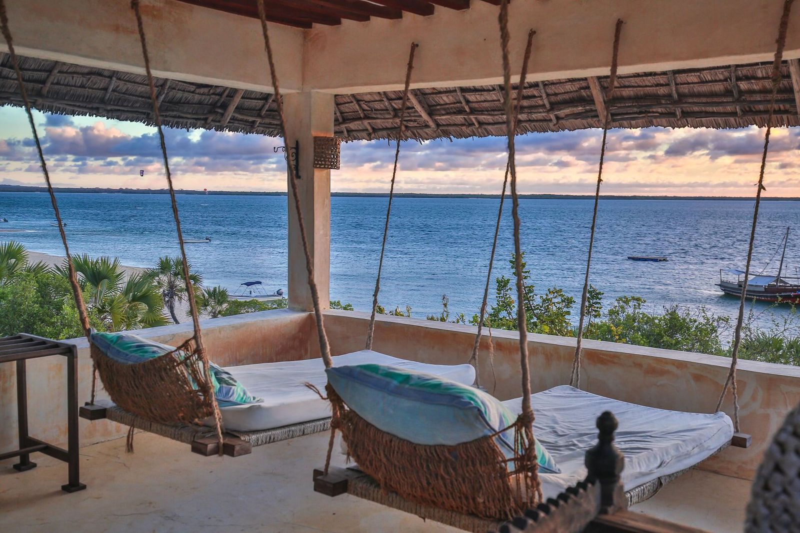 Lōkahi cabana · veranda at dusk
