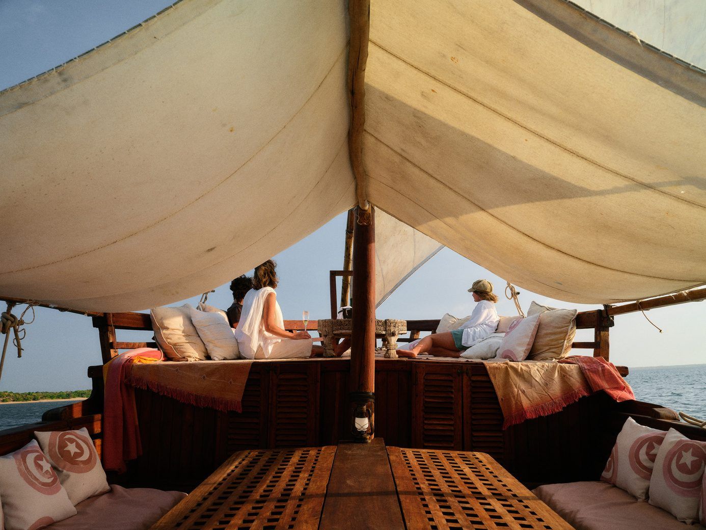 Cocktails at sunset on the dhow