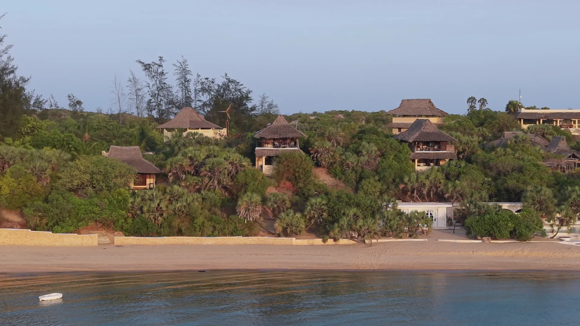 The Cabanas from the sea at dawn, Kizingoni Beach, Lamu